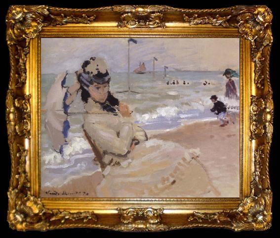 framed  Claude Monet Camille on the Beach at Trouville, ta009-2